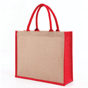 Red sided Jute Tote Bag