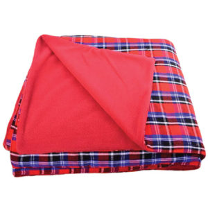 Maasai Blue Shuka Red Fleece Blanket