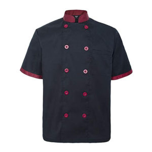 Chef Jackets Black Maroon Pipping