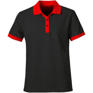 Polo Shirt Mix & Match Black Body Red Collar