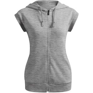 Women's Sleeveless Hoodies Basic Zip Up Gray