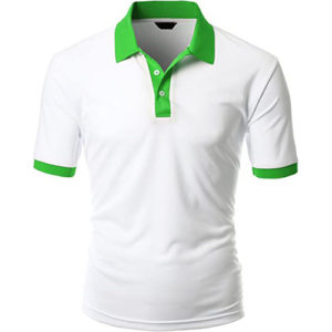 Polo Shirt Mix & Match White Body Green Collar