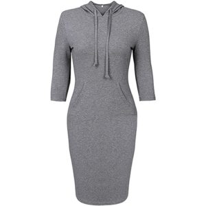 Hoodie Dress 3/4 Sleeves Dark Grey