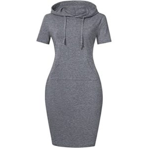 Hoodie Dress Short Sleeves Grey