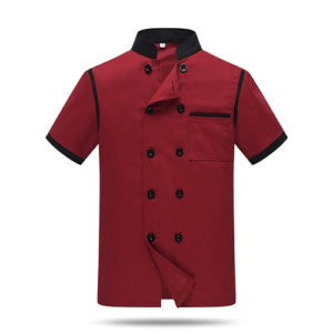 Chef Jackets Maroon Black Pipping