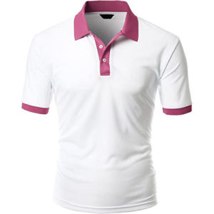 Polo Shirt Mix & Match White Body Pink Collar