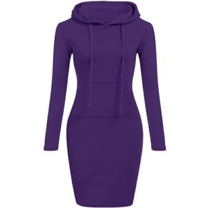 Hoodie Dress Long Sleeves Purple