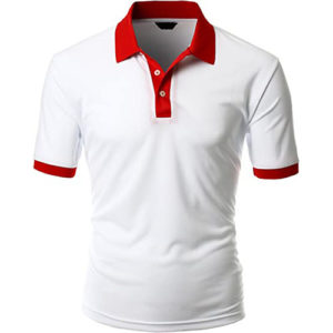 Polo Shirt Mix & Match White Body Red Collar