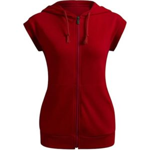 Women's Sleeveless Hoodies Basic Zip Up Red