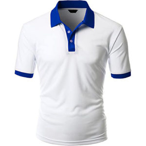 Polo Shirt Mix & Match White Body Royal Blue Collar