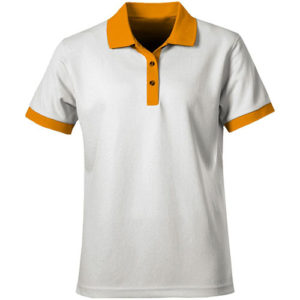 Polo Shirt Mix & Match White Body Orange Collar