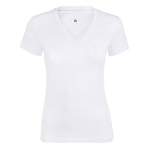 Women V-neck T shirt Dark White