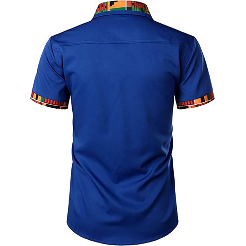 Ankara Men's Shirt Short Sleeves Blue - Image 2