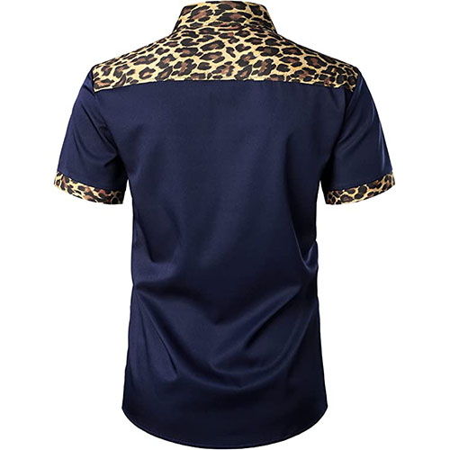 Ankara Men's Shirt Short Sleeves Navy Blue - Image 2