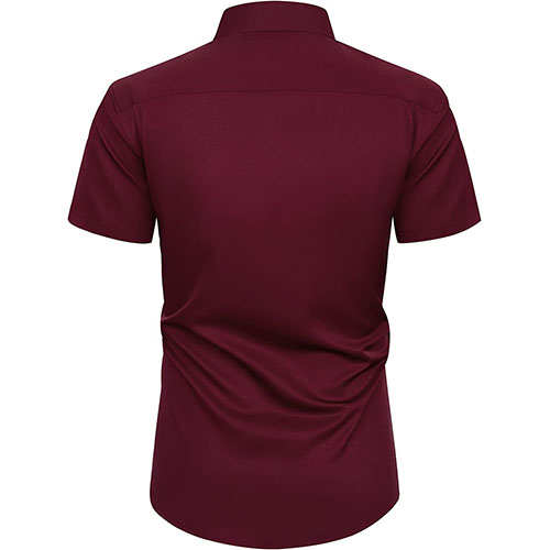 Men's Shirt Short Sleeves Maroon - Image 2