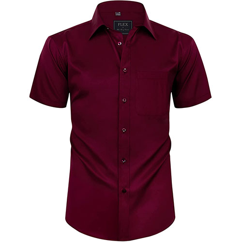 Men's Shirt Short Sleeves Maroon